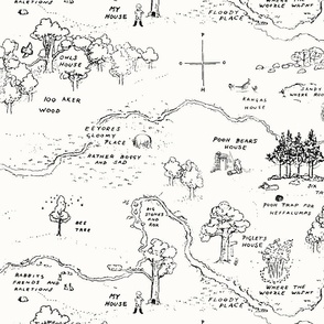 Eggshell Medium Hundred Acres Wood Map, Winnie-the-Pooh 