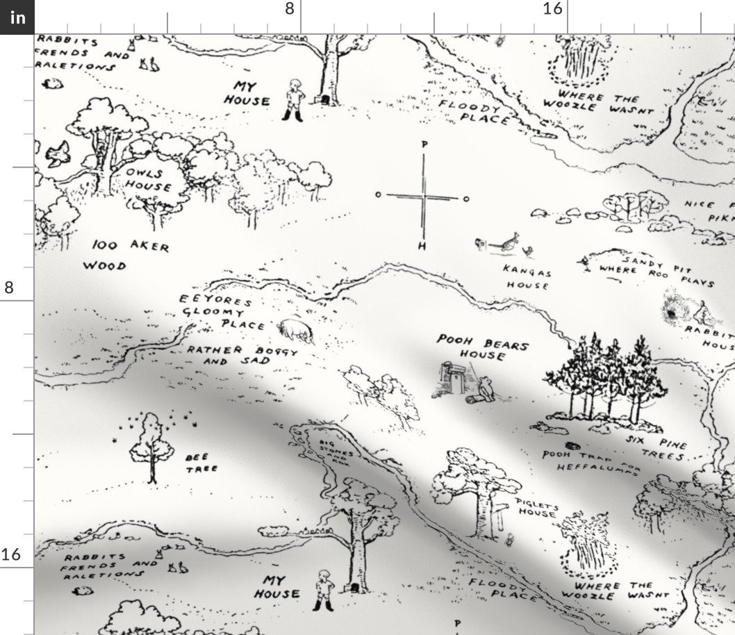 Eggshell Medium Hundred Acres Wood Map, Winnie-the-Pooh 