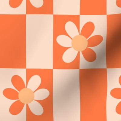 Button Check Floral - Orange