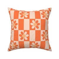 Button Check Floral - Orange