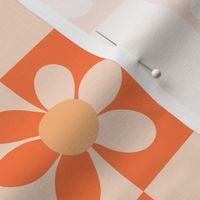 Button Check Floral - Orange