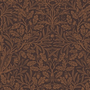 large acorn damask restored historical antique William Morris in brown // arts and crafts, all traditional,  block printing texture