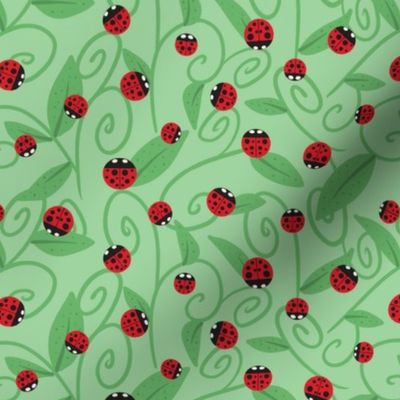 Ladybugs on Green