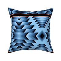 Tribal Native American Style Monochrome Blanket Pattern Denim Blues