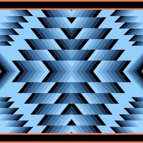 Tribal Native American Style Monochrome Blanket Pattern Denim Blues