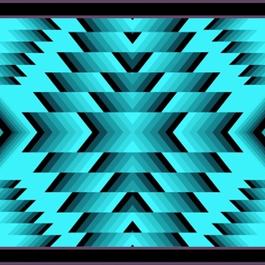 Tribal Native American Style Monochrome Blanket Pattern Turquoise 