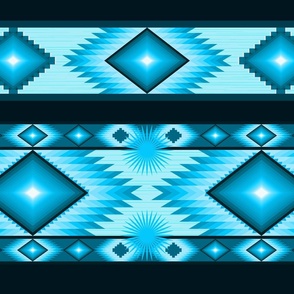 Tribal Traditional Native American Blanket Tapestry Pattern Turquoise Teal Aqua Cyan 