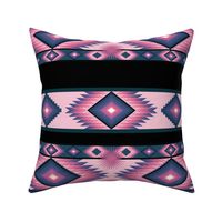 Tribal Traditional Native American Blanket Tapestry Pattern Mountain Morning Pinks Lavender Teals 