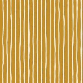 Mustard Yellow and Cream Vertical Stripes (6" Fabric / 4" Wallpaper)