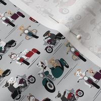 Dogs on Motorcycles - Gray, Small Scale