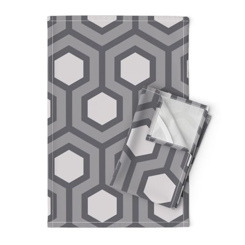 Gray Geometric Hexagon, Modern Abstract