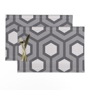 Gray Geometric Hexagon, Modern Abstract