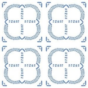 blue and white ceramic tile (6" Fabric / 4.5" Wallpaper)