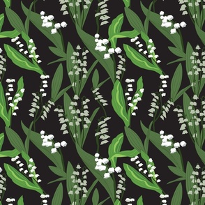 Floral seamless pattern with white lily of the valley
