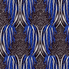 Vulturine Guinea Fowl   - Blue, Black and White feathers - Abstract Animal Print  