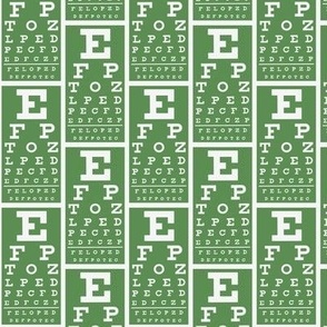 Eye chart on Kelly Green 