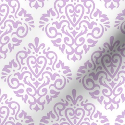 Lavender Damask on White 