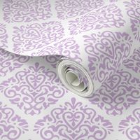 Lavender Damask on White 