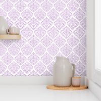 Lavender Damask on White 