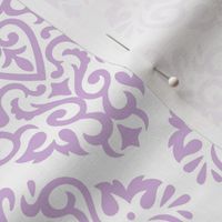 Lavender Damask on White 