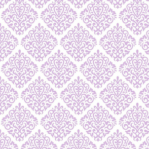 Lavender Damask on White 