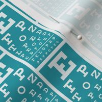 Eye chart on teal 