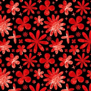 Textured floral vector repeat pattern