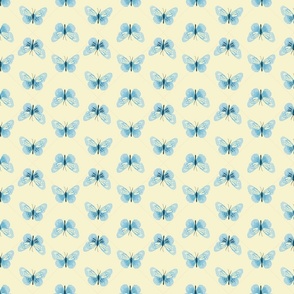 Butterfly Garden | Blue Butterflies on Spring Yellow | 4x4 | X-Small Scale