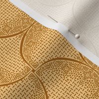 Marigold Ochre Fans Sashiko Ginkgo Leaves Scallops by Angel Gerardo