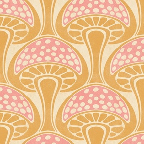 Art Nouveau Mushroom - 12" large - gold and pink 