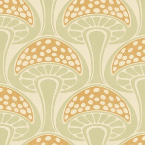 Art Nouveau Mushroom - 12" large - sage and gold 