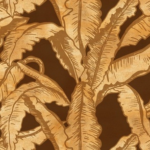 MUSA BASJOO TWO - WARM GOLD TEXTURE ON DARK COCONUT, LARGE SCALE