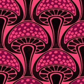 Art Nouveau Mushroom - 12" large - black, pink, and purple 