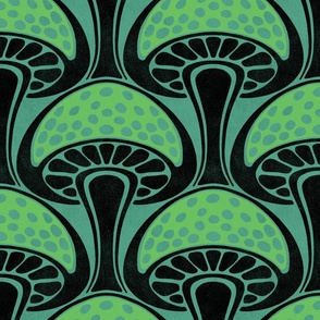 Art Nouveau Mushroom - 12" large - black and green