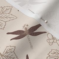 marsala (mid) dragonfly and swamp flower on light tan for nursery