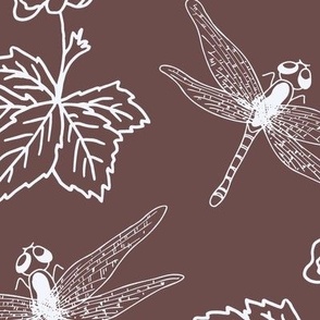 white (jumbo) dragonfly and swamp flower on marsala for nursery