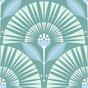 Dreamy Boho Garden / Art Deco / Geometric / Floral / Lagoon Cornflower / Large