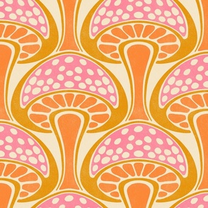 Art Nouveau Mushroom - 12" large - pink, orange, and gold 