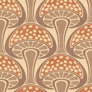 Art Nouveau Mushroom - 12" large - taupe and copper