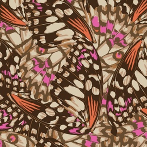 Abstract Butterfly Animal Print - Brown Large