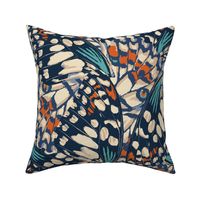 Abstract Butterfly Animal Print - Navy Large
