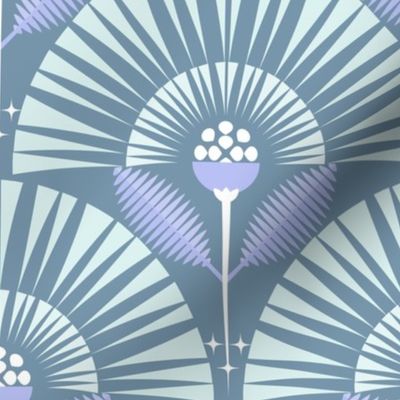 Dreamy Boho Garden / Art Deco / Floral / Aqua Periwinkle / Medium