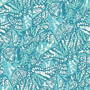 Abstract Butterfly Wings Bright Teal mint blue by Jac Slade Jumbo Scale
