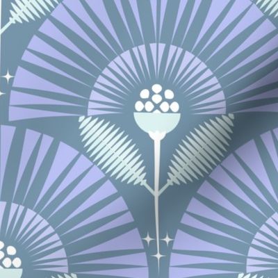 Dreamy Boho Garden / Art Deco / Geometric / Floral / Periwinkle Aqua / Medium