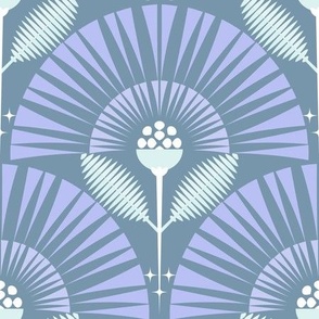 Dreamy Boho Garden / Art Deco / Floral / Periwinkle Aqua / Medium