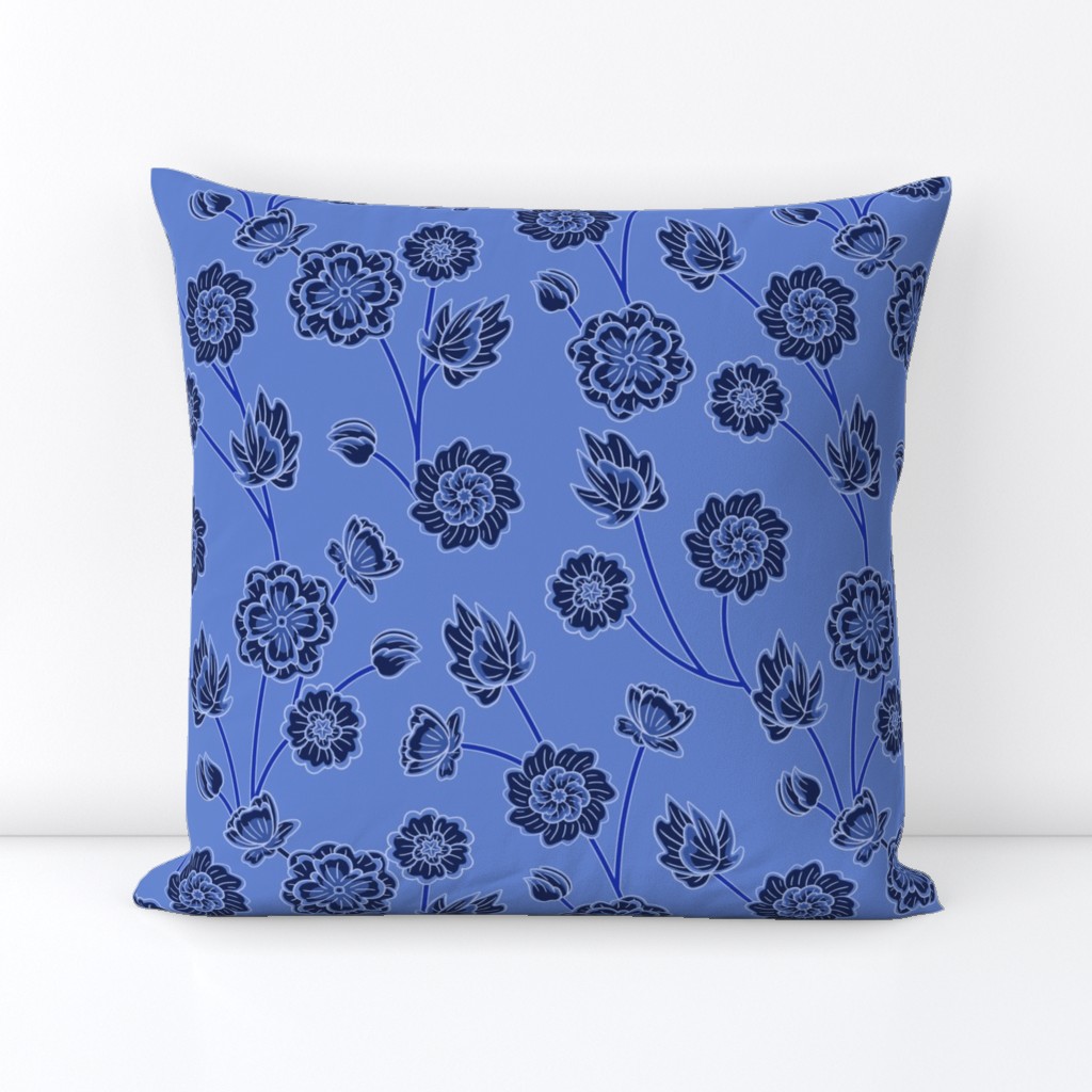 Oak Park Stylised Floral - Blue Small