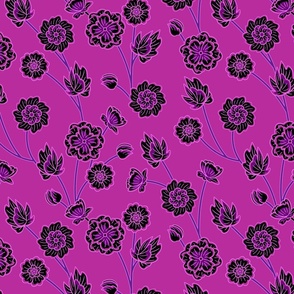 Oak Park Stylised Floral - Magenta Small