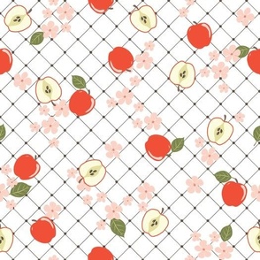 Apples and blossoms on lattice
