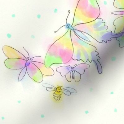 Hand drawn bugs and butterflies