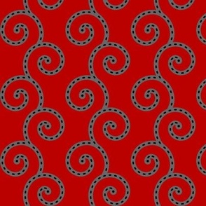 Ohio State colors - Dotted Swirls - Gray with Black on Scarlet